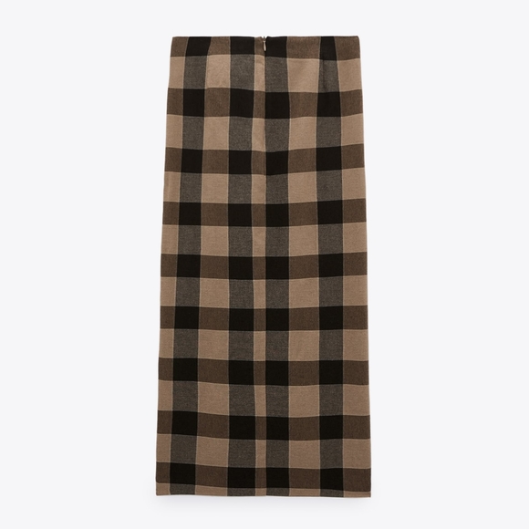Zara Plaid Midi Skirt with Knot - Picture 4 of 5